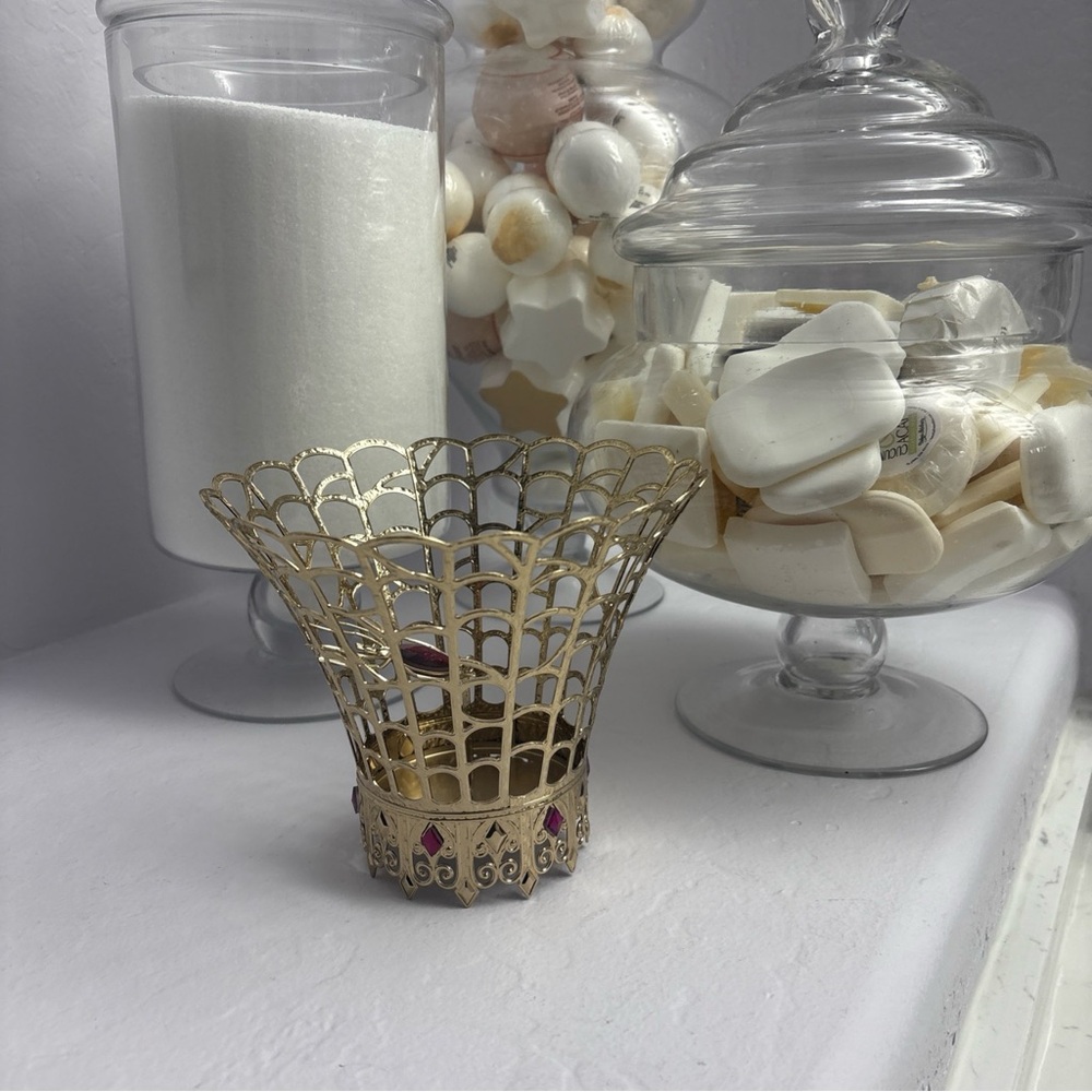 BATH & BODY WORKS Gold with Jewel Spider Web Single Wick Candle Holder 2023 NWT